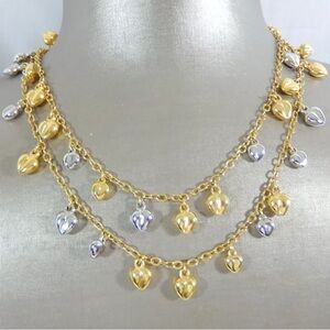 Rare Vintage Christian Dior Puffy Hearts Two Tone Necklace